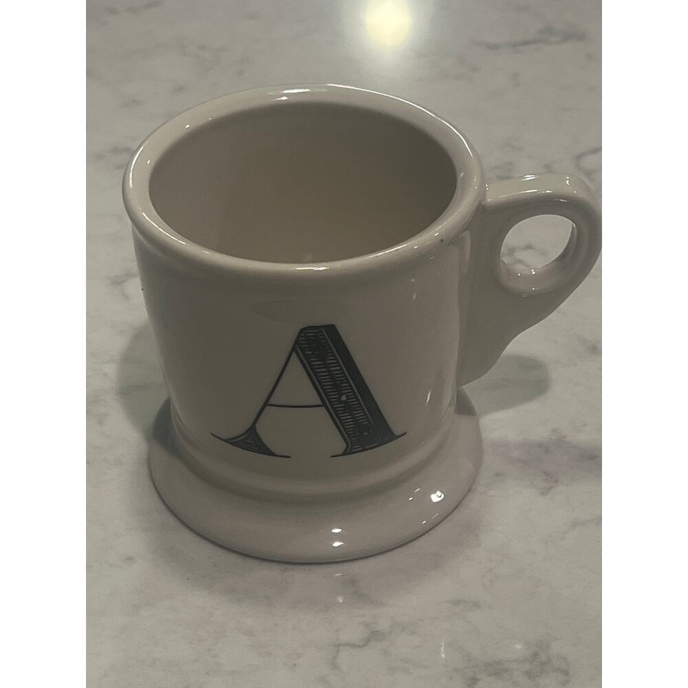 Anthropologie Monogram Shaver Initial A Ceramic Tea Soup Coffee Mug with Handle